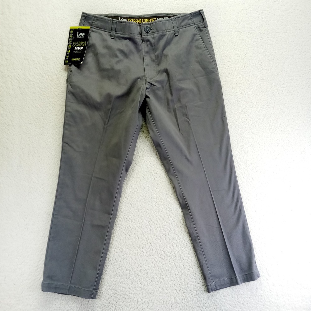 Lee Performance Series Men's Relaxed Fit Straight‎ Leg Pants Gray Size 34x29